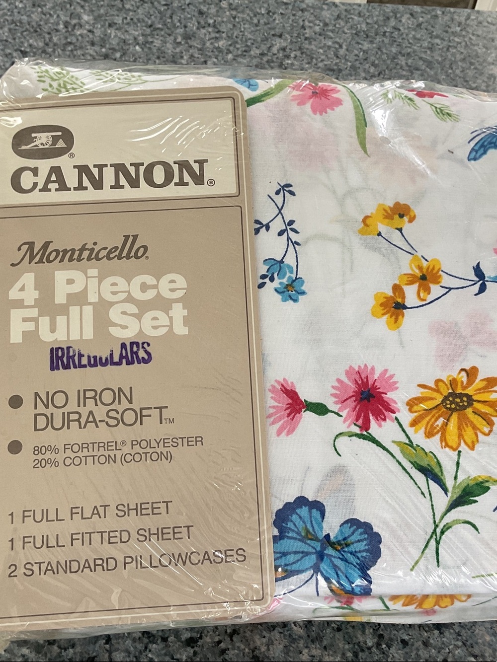 🦋 Cannon Monticello full size sheet set. 1990’s